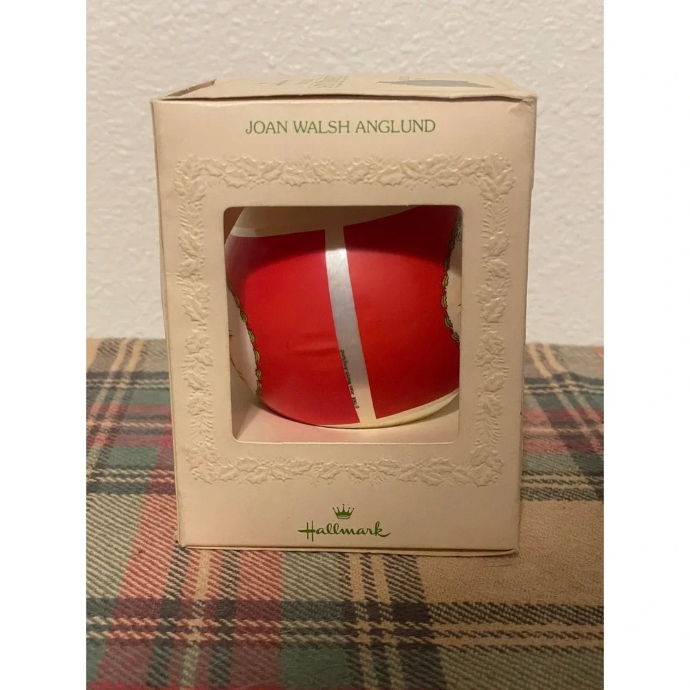 Hallmark Vintage Joan Walsh Anglund Ornament 1981 Red Satin Keepsake‎ Boxed